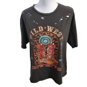 Zutter USA Wild West Cowboys Graphic Distressed T Shirt Medium